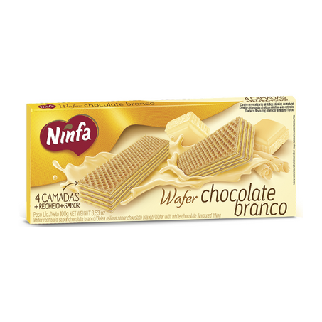 Wafer ninfa 84g sabor chocolate branco
