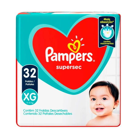 FRALDA PAMPERS SUPERS MEGA XG 32UN