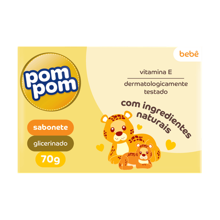 Sabonete pompom glicerinado infantil caixa 70g