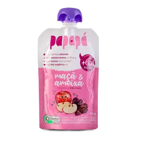 Papinha Orgânicos Papapá Maça & Ameixa Squeeze 100gr