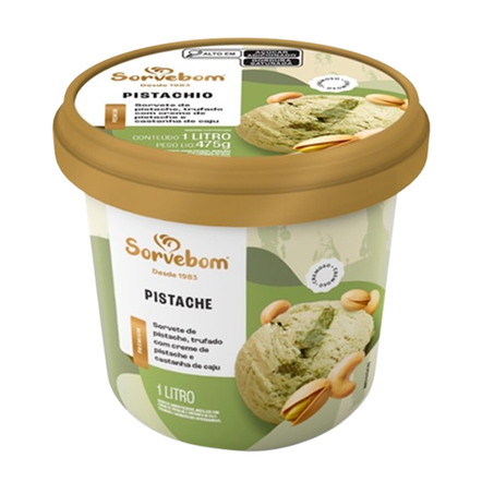 SORVETE SORVEBOM PREMIUM PISTACHE PT 1L