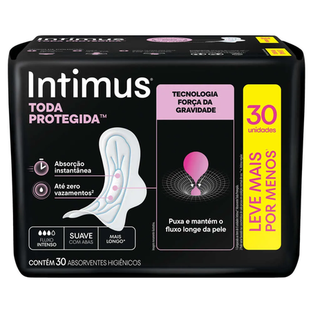 ABSORVENTE INTIMUS NOTURNO C/ABAS SUAVE 30UN