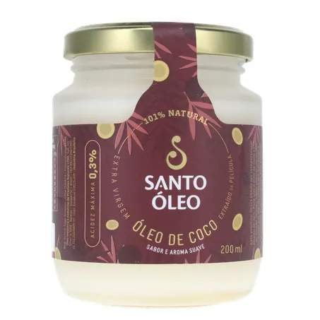 Óleo de Coco Santo Óleo Extra Virgem  Pote de Vidro 200ml 360-35