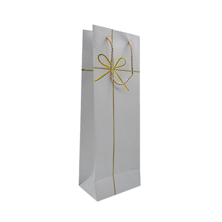 Sacola para Bebida com Laço Branca 12,7X8,3X36Cm