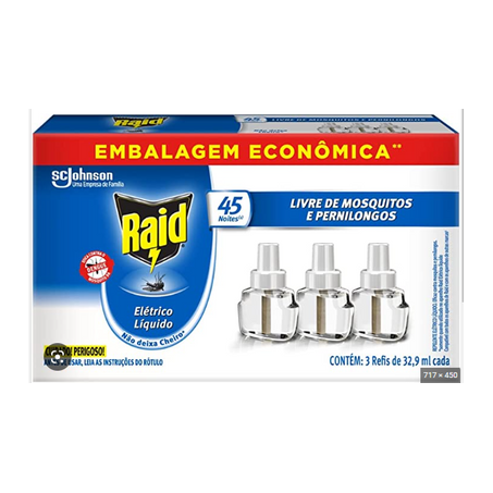Inseticida raid 32.9ml 45 noites com 3 sem cheiro