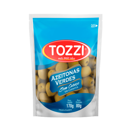 AZEITONA TOZZI VERDE SEM CAROÇO SACHE 80G