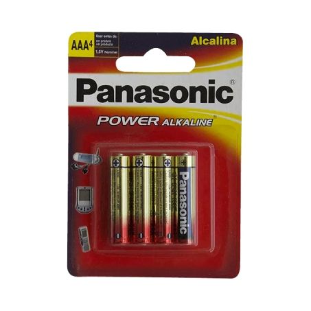 PILHA PANASONIC ALCALINA AAA PALITO C/4