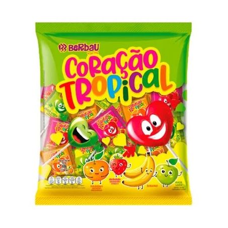 Pirulito berbau coração tropical sortido 100g