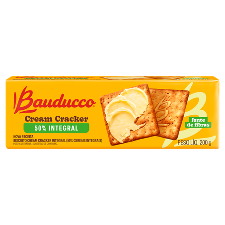 Biscoito Cream Cracker 50% Cereais Integral Bauducco Pacote 200g