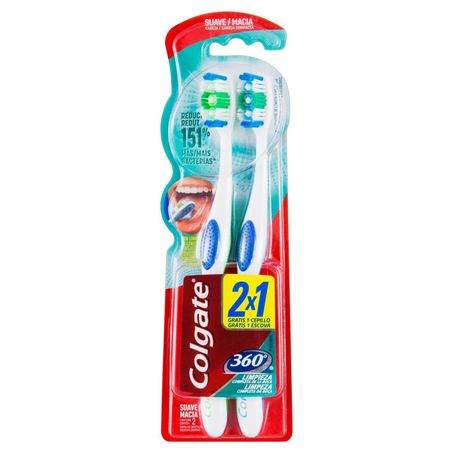 Escova Dental Colgate 360° Limpeza Completa - Macia - Leve 2, Pague 1 Escova