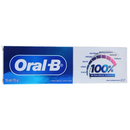 Creme Dental Oral-B 100% Com Flúor Menta Refrescante 70g 
  360-35